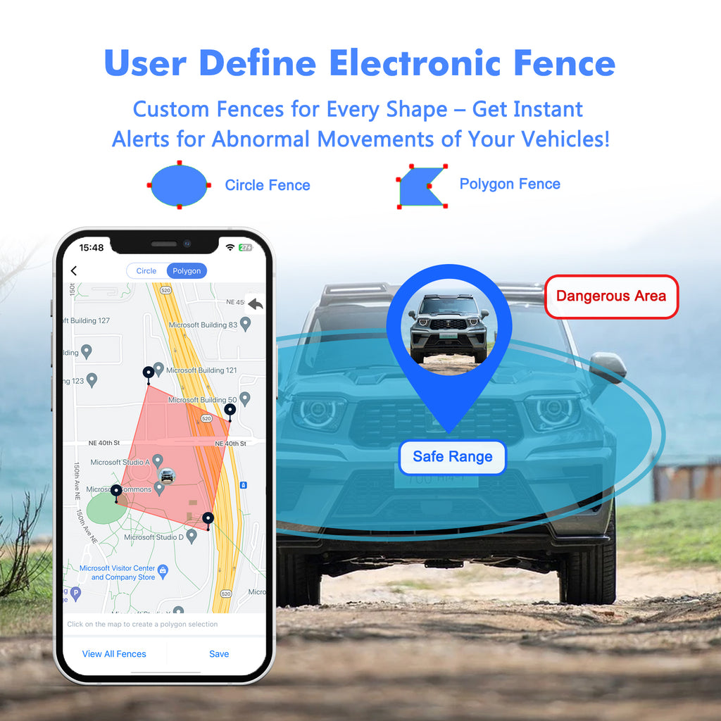 4G GPS Tracker for Car/Moto/Luggage - Waterproof, Real-time Tracking 30 Days Battery Life, Remote Control via Free Trial App.