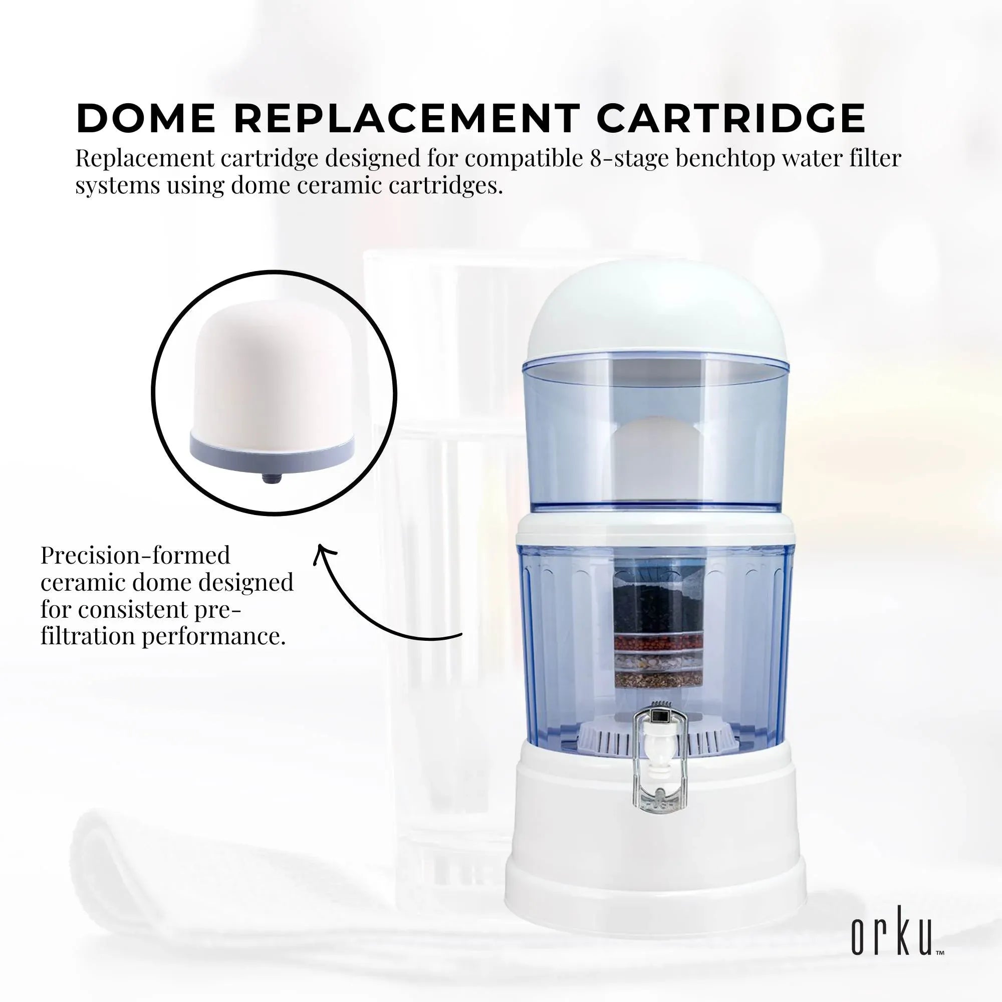 1x Ceramic Dome Filter Globe Replacement Cartridge For 8 Stage Benchtop Purifier