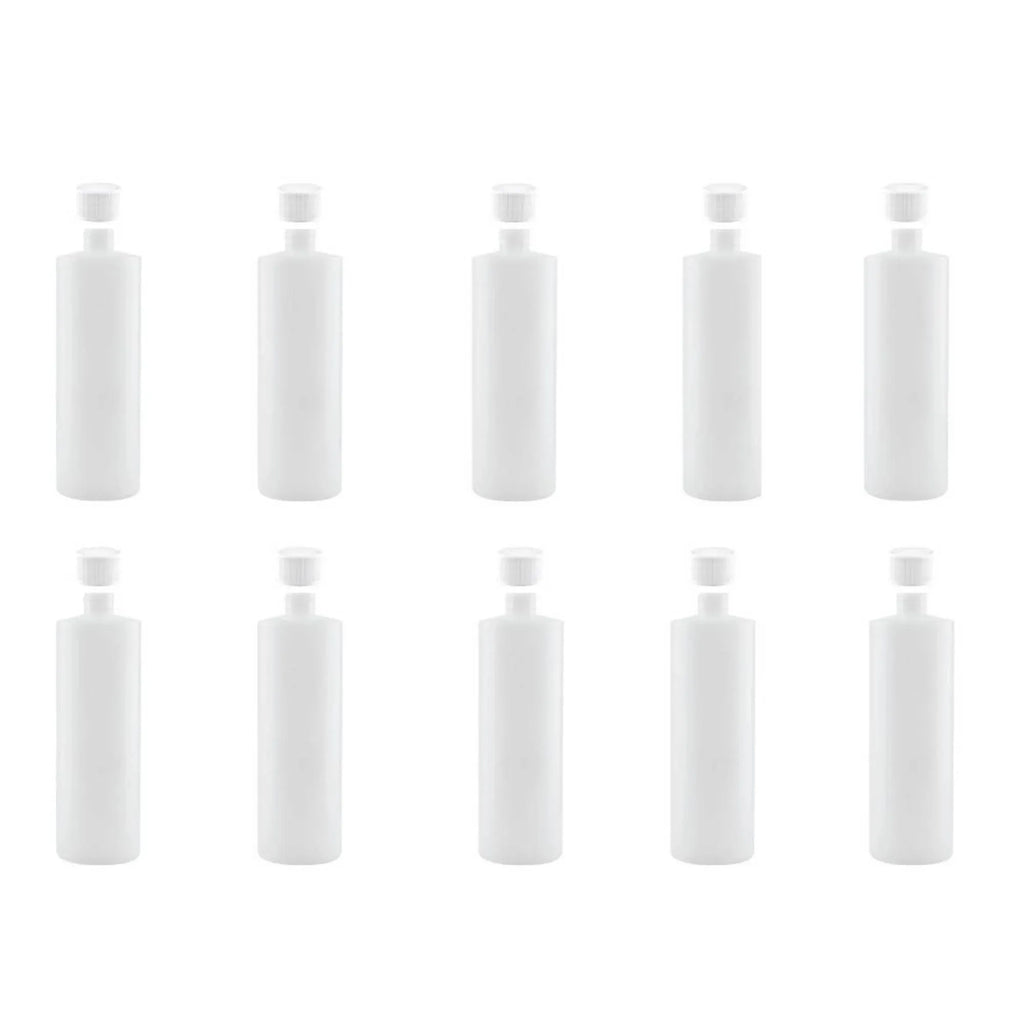 10x 500ml Clear HDPE Round Bottle + 28/410 Caps - Empty Plastic Food Storage