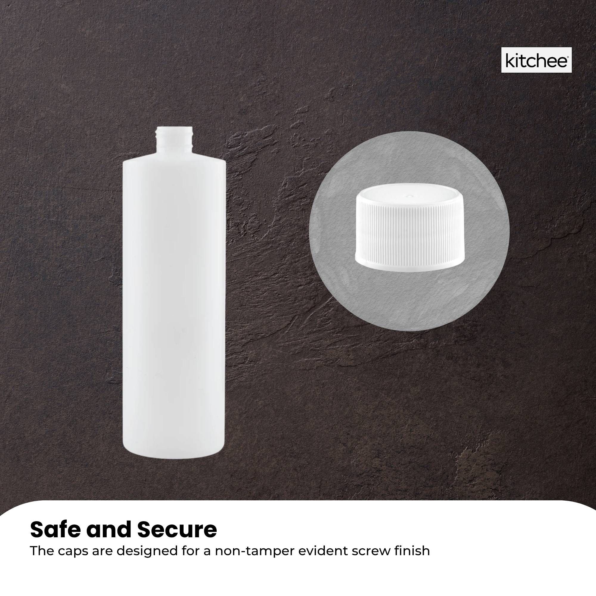 10x 500ml Clear HDPE Round Bottle + 28/410 Caps - Empty Plastic Food Storage