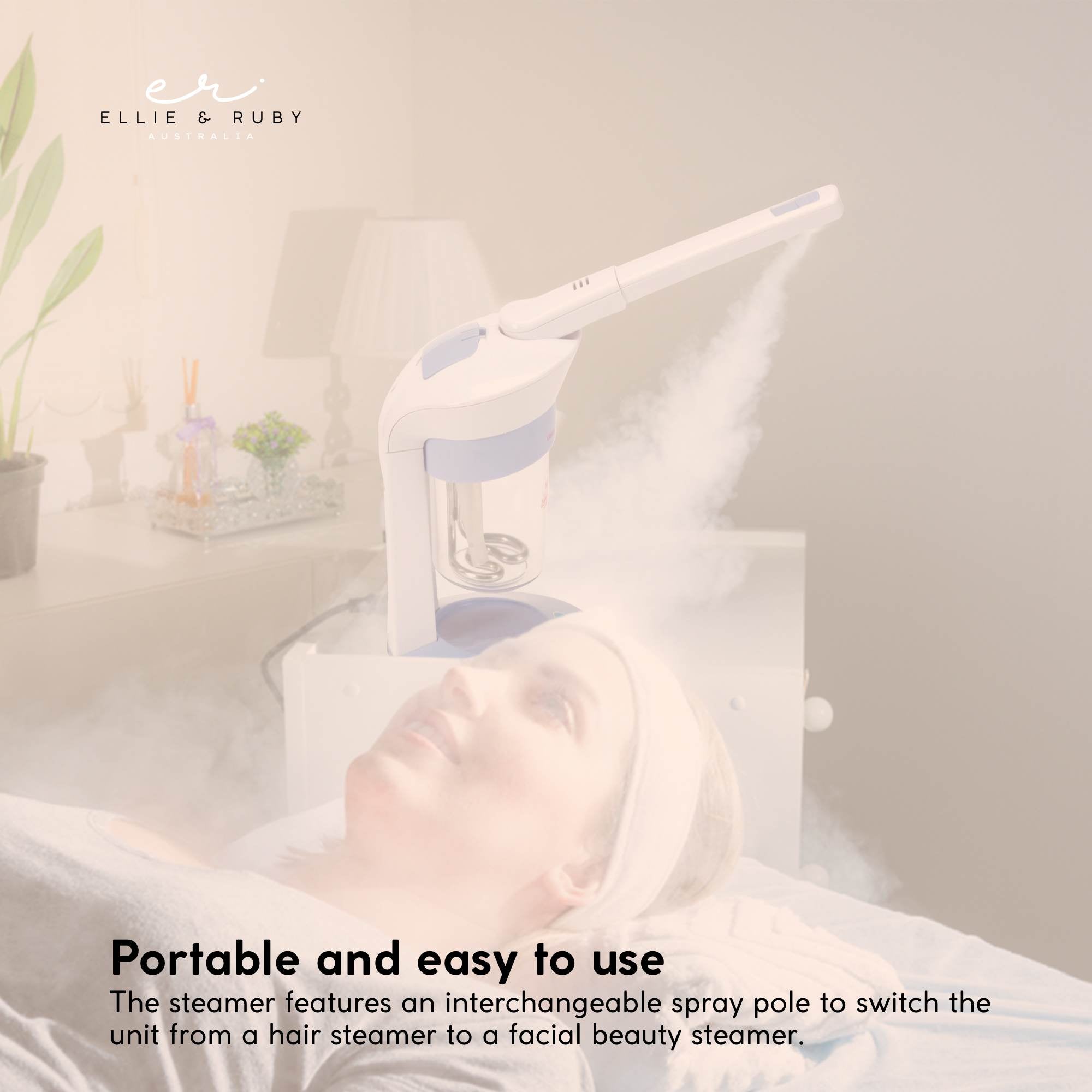 Ellie & Ruby 2-in-1 Facial Hair Steamer Ozone Steam Machine Portable Tabletop