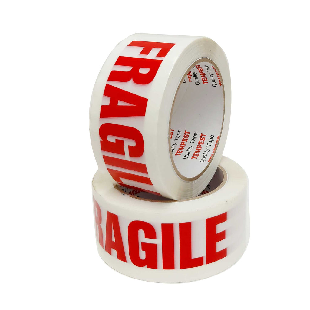 6x Fragile Packing Tape 48mmx75m Long Rolls Red White Packaging Adhesive Label