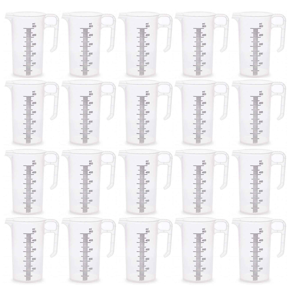 20x 500ml Measuring Jug Strong Clear Plastic Propylene BPA 5 Food Grade Pro-Jug