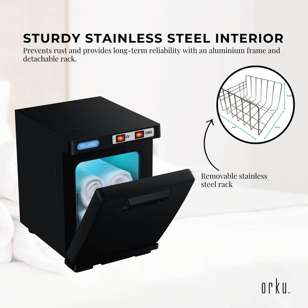 Orku 5L Black Electric Hand Towel Warmer Mini UV Steriliser Cabinet Salon Heater