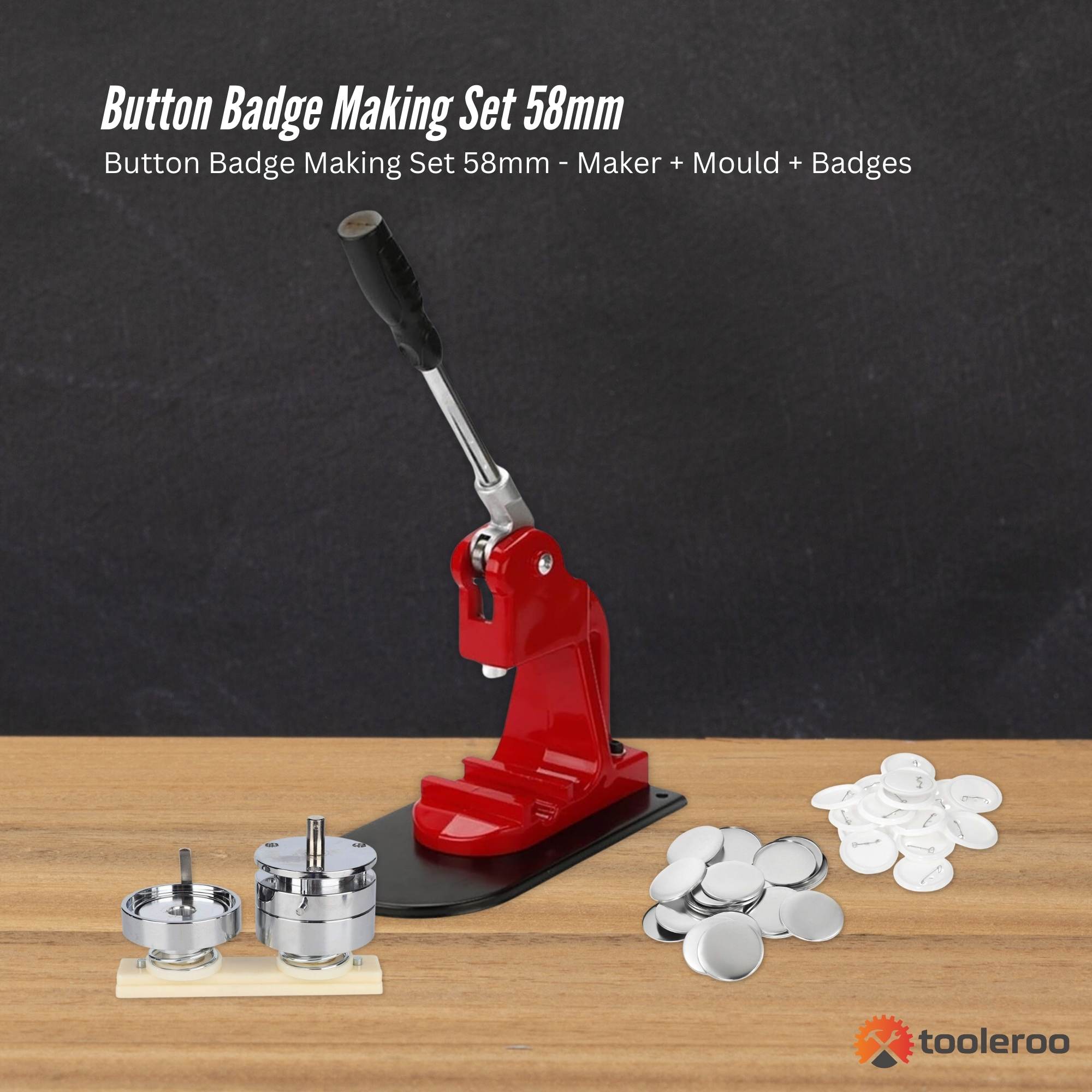 Button Badge Making Set 58mm - Maker + Mould + Badges
