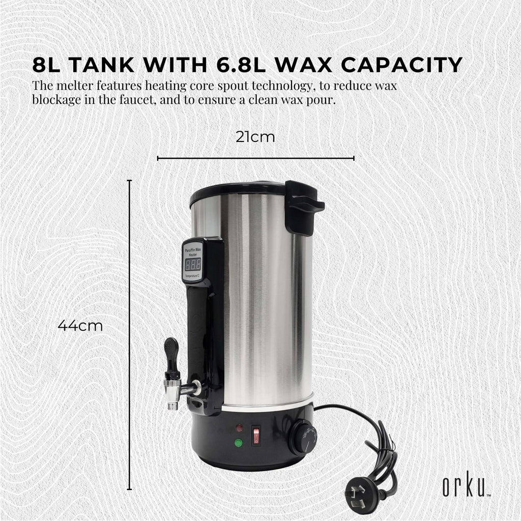 8L Orku Candle Wax Heater With Tap And Accessories - Candle Making Melter Pot