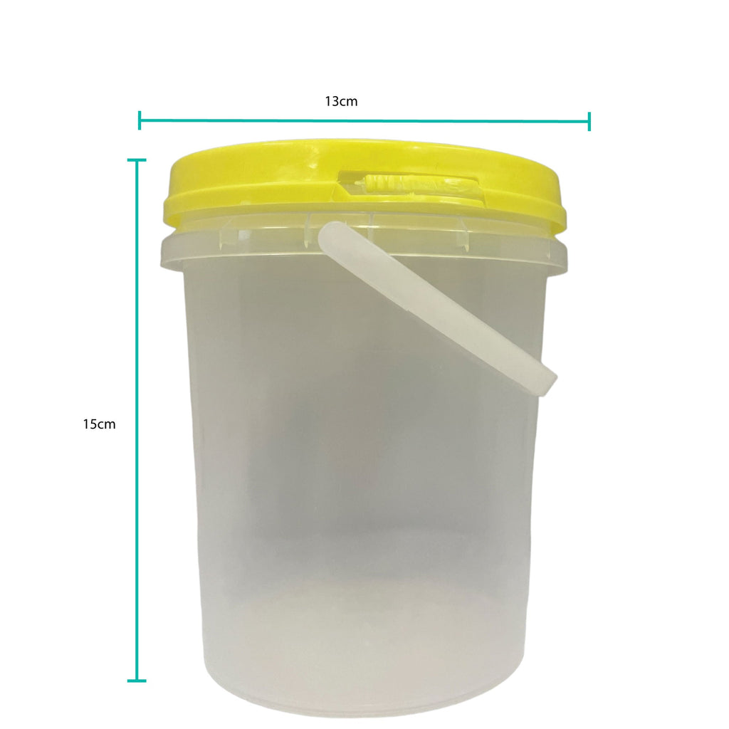 Bulk 10 x 1.2L Empty Honey Bucket with Lid - 1.5Kg Clear Tamper Proof Plastic Tub