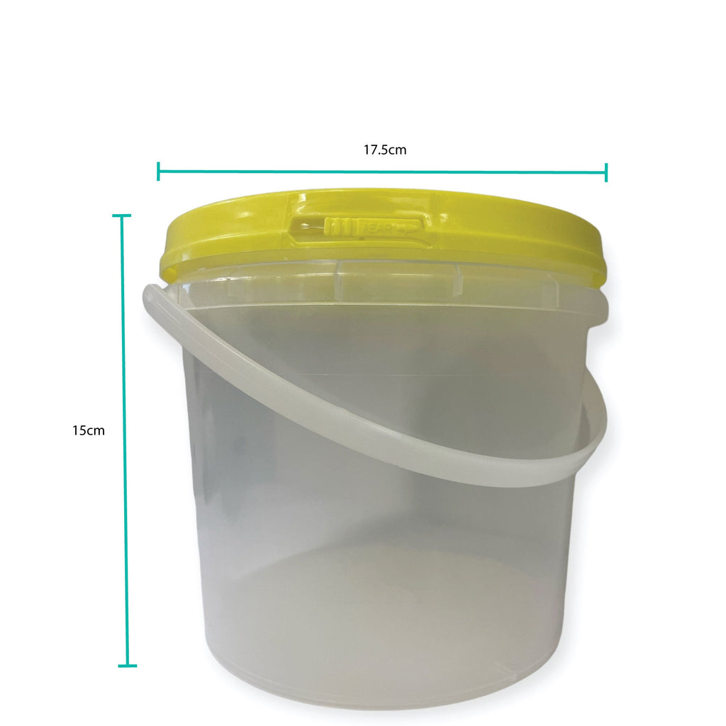 Bulk 10 x 2.2L Empty Honey Bucket with Lid - 3Kg Clear Tamper Proof Plastic Tub