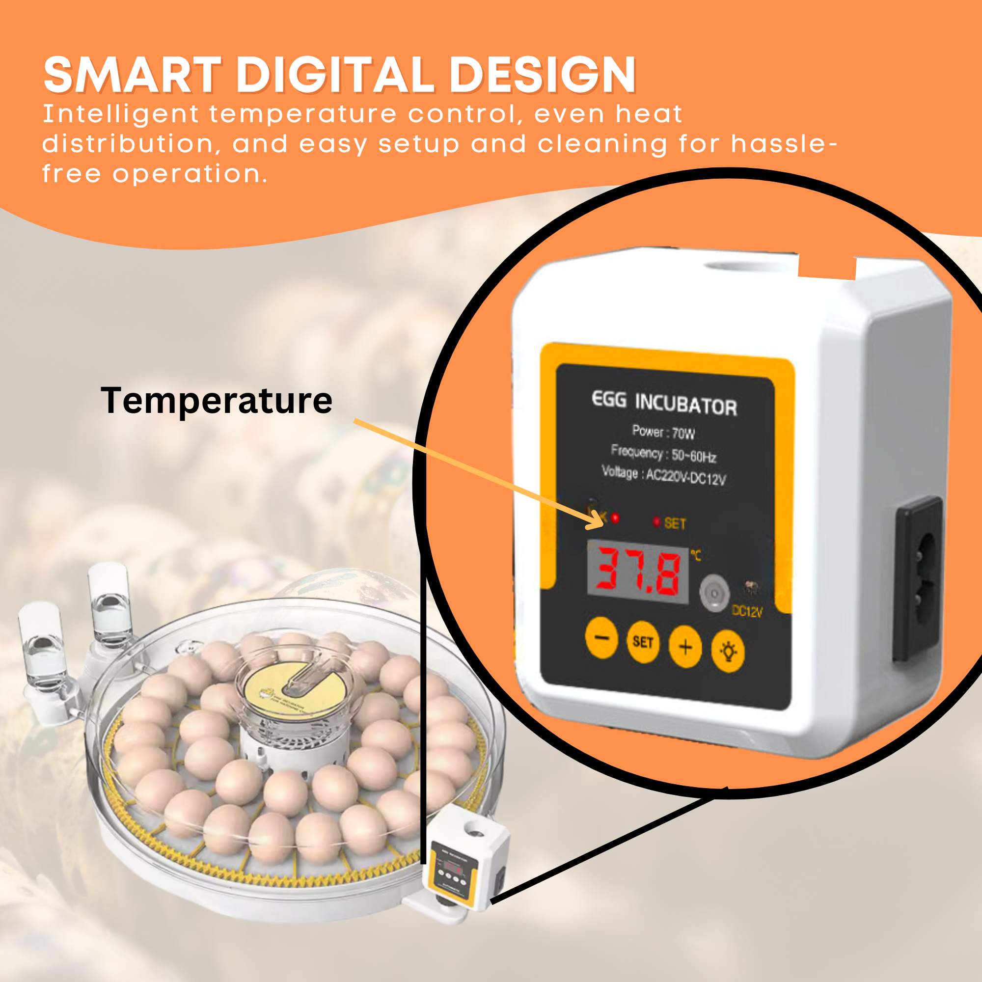 Automatic 35 Egg Incubator - Electric Digital Turning Chicken Quail Duck Hatching