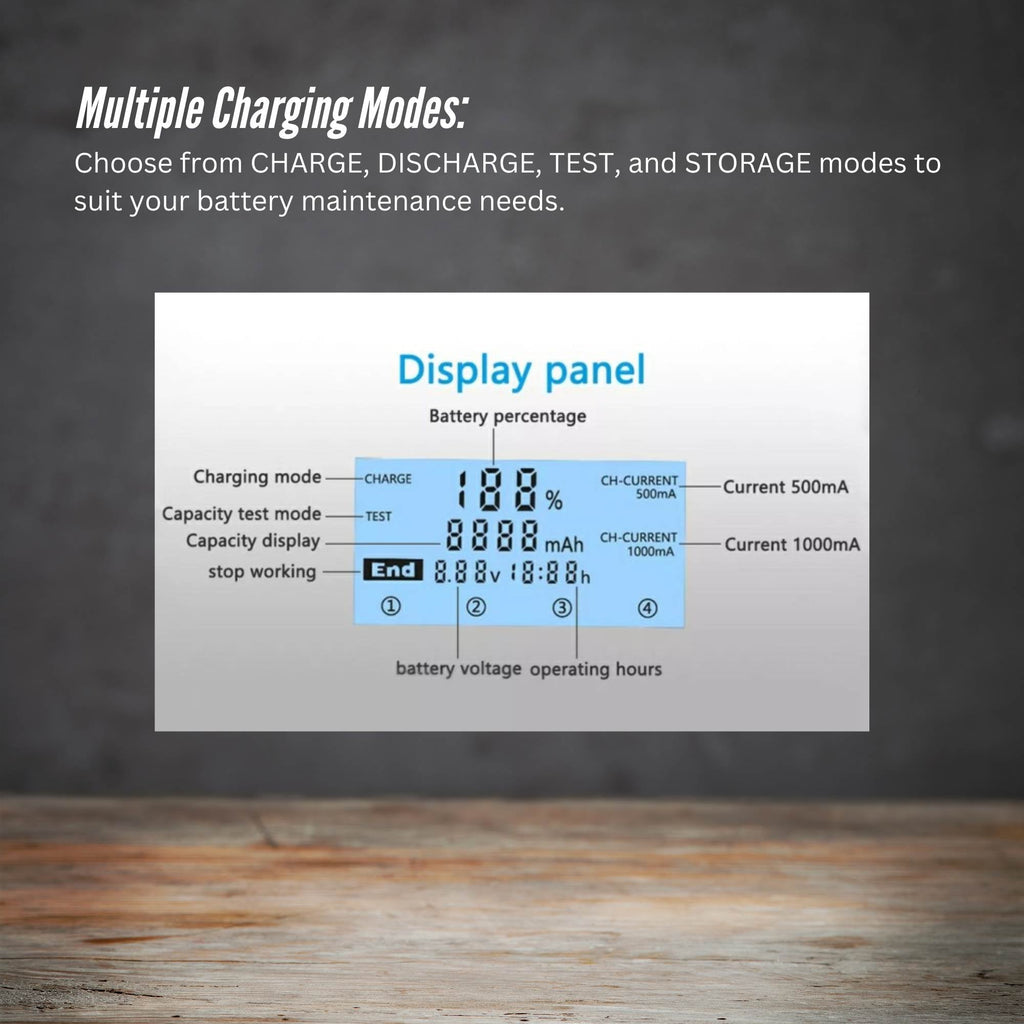 LiitoKala Lii-M4 Smart Battery Charger LCD - 4-Slot USB for 18650 AA AAA Li-ion
