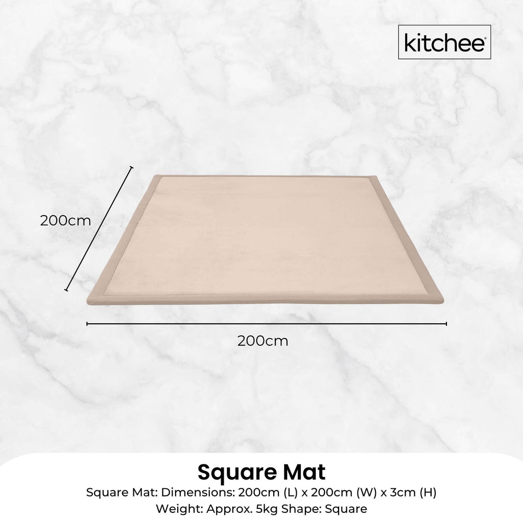 Kitchee Kids Foam Floor Play Mat 200x200cm – Padded Thick Soft Tatami Style Cream