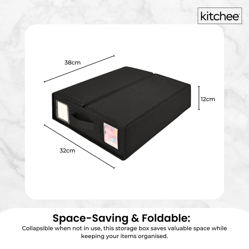 10x Kitchee Foldable Bed Sheet Storage Box – Linen & Closet Organiser Black