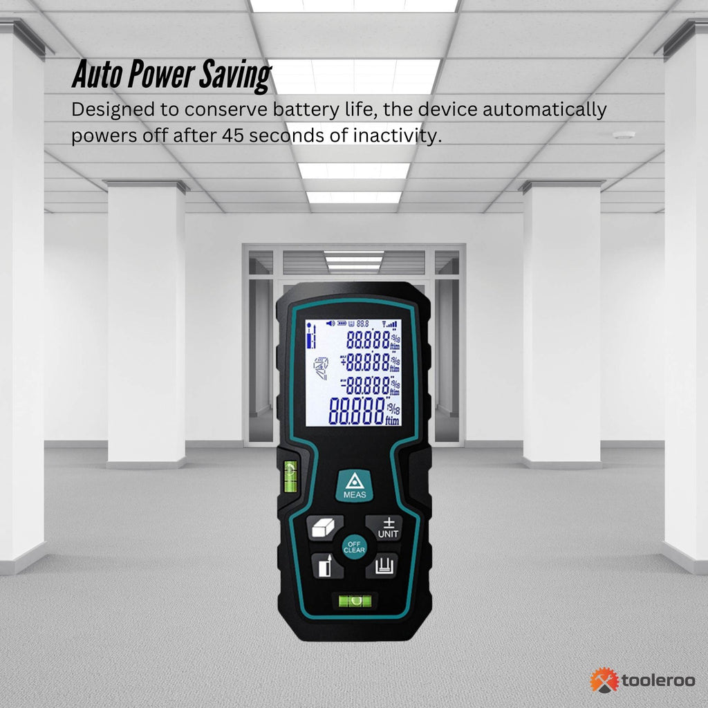 Tooleroo 100m Digital Laser Distance Measurer - LCD Area Volume Meter Tool