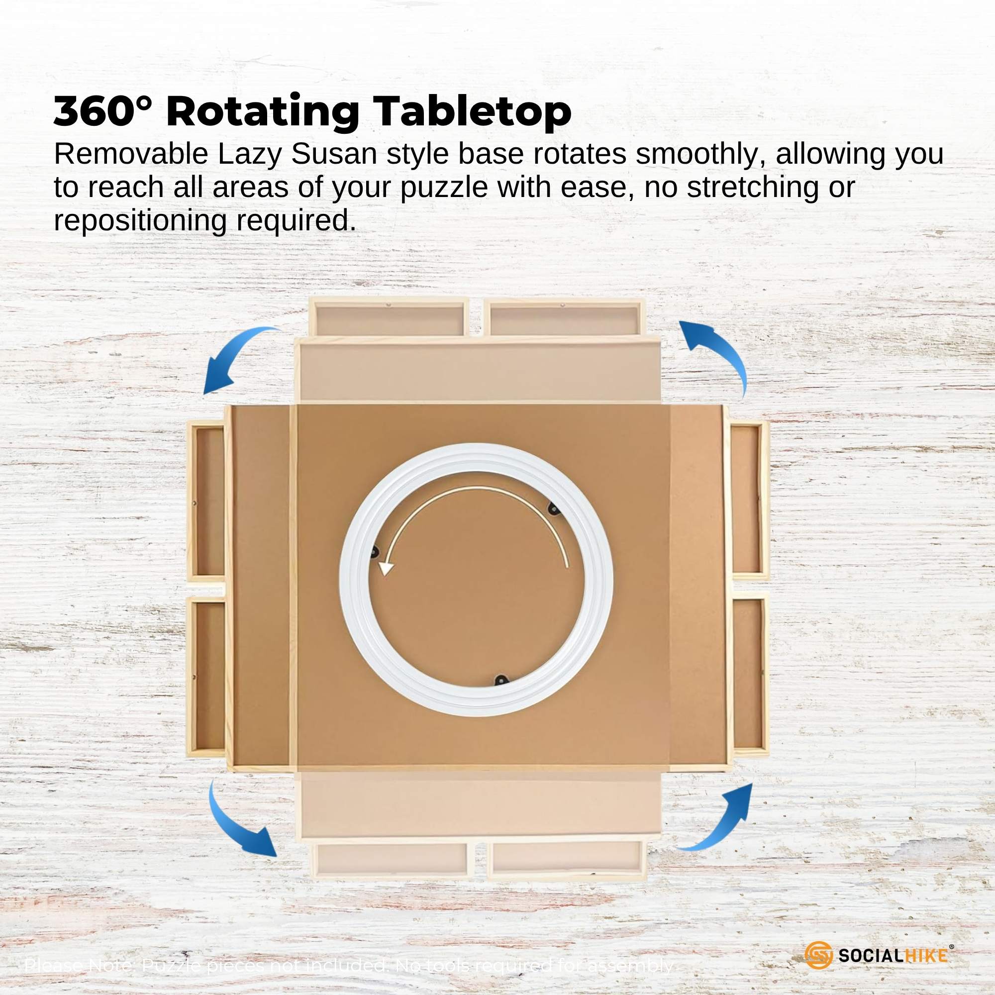 Social Hike 1500pcs Puzzle Board 4 Drawer with Cover - Wooden Rotating Tabletop