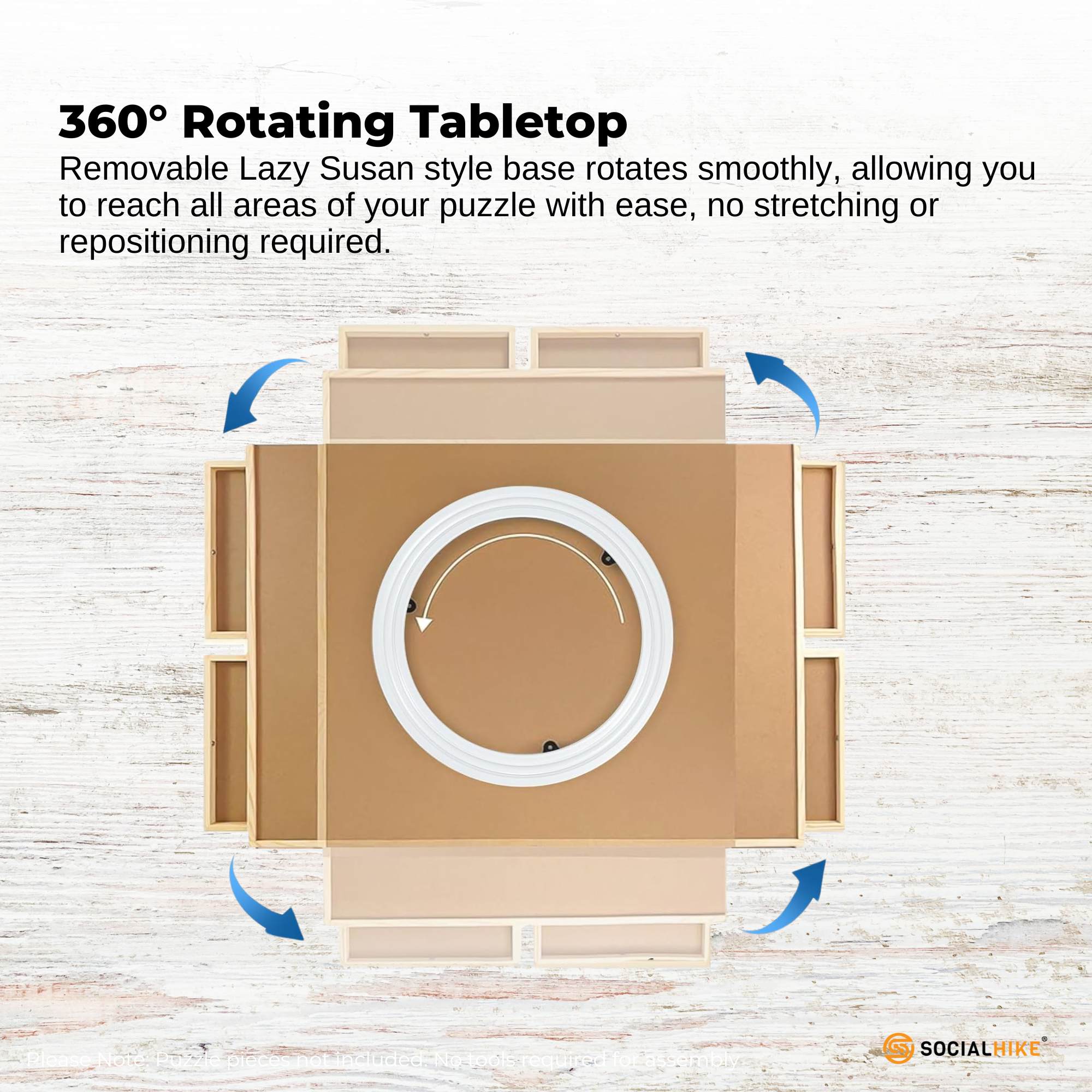 Social Hike 1500pcs Puzzle Board 6 Drawer with Cover - Wooden Rotating Tabletop