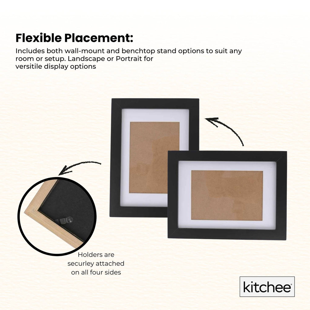 Kitchee 12 Pieces Photo Frame Set - Modern Gallery Wall Mixed Sizes Matt Black