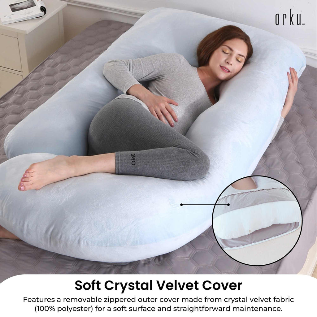 Orku Maternity Pregnancy Pillow - J-Shape Full Length for Side Sleepers Grey