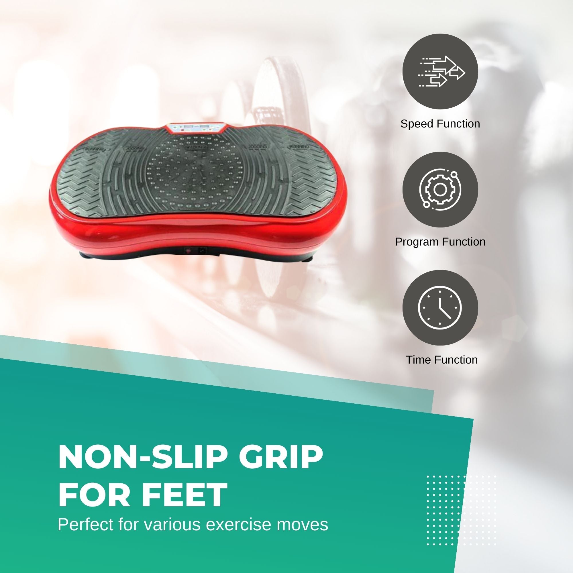 Social Hike Red Vibration Machine Platform - Exercise Plate Whole Body Workout
