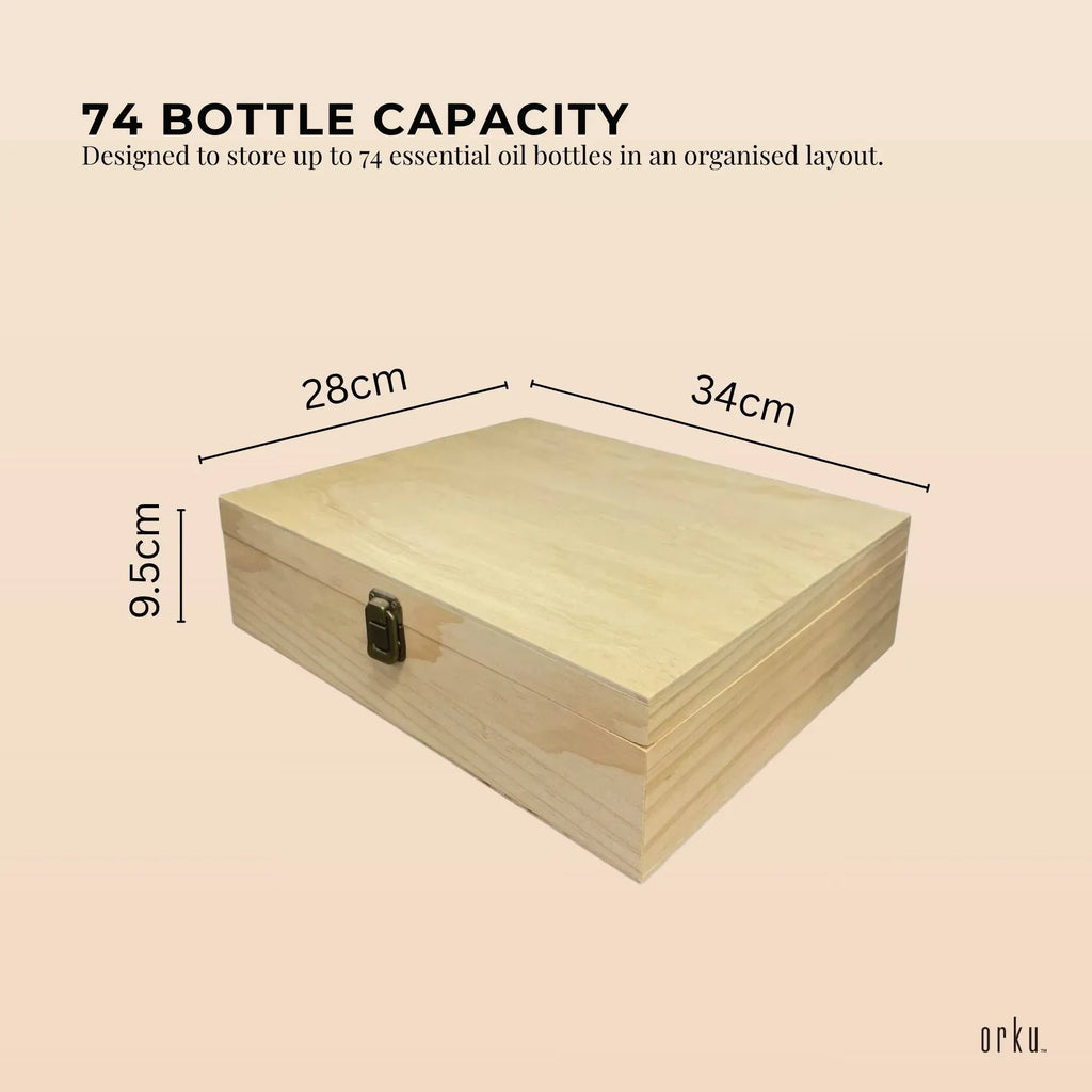 74 Slots Essential Oils Storage Box - Wooden 1-Tier Bottle Holder