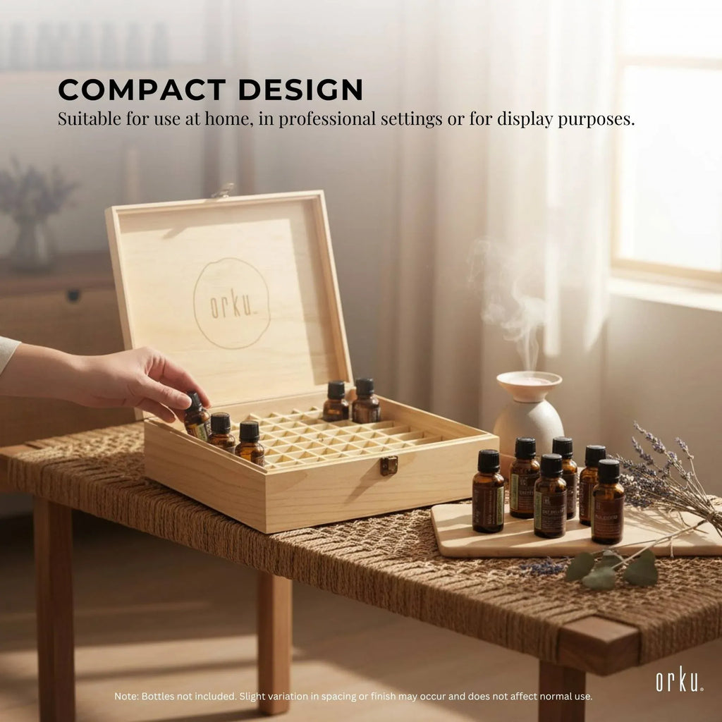 74 Slots Essential Oils Storage Box - Wooden 1-Tier Bottle Holder