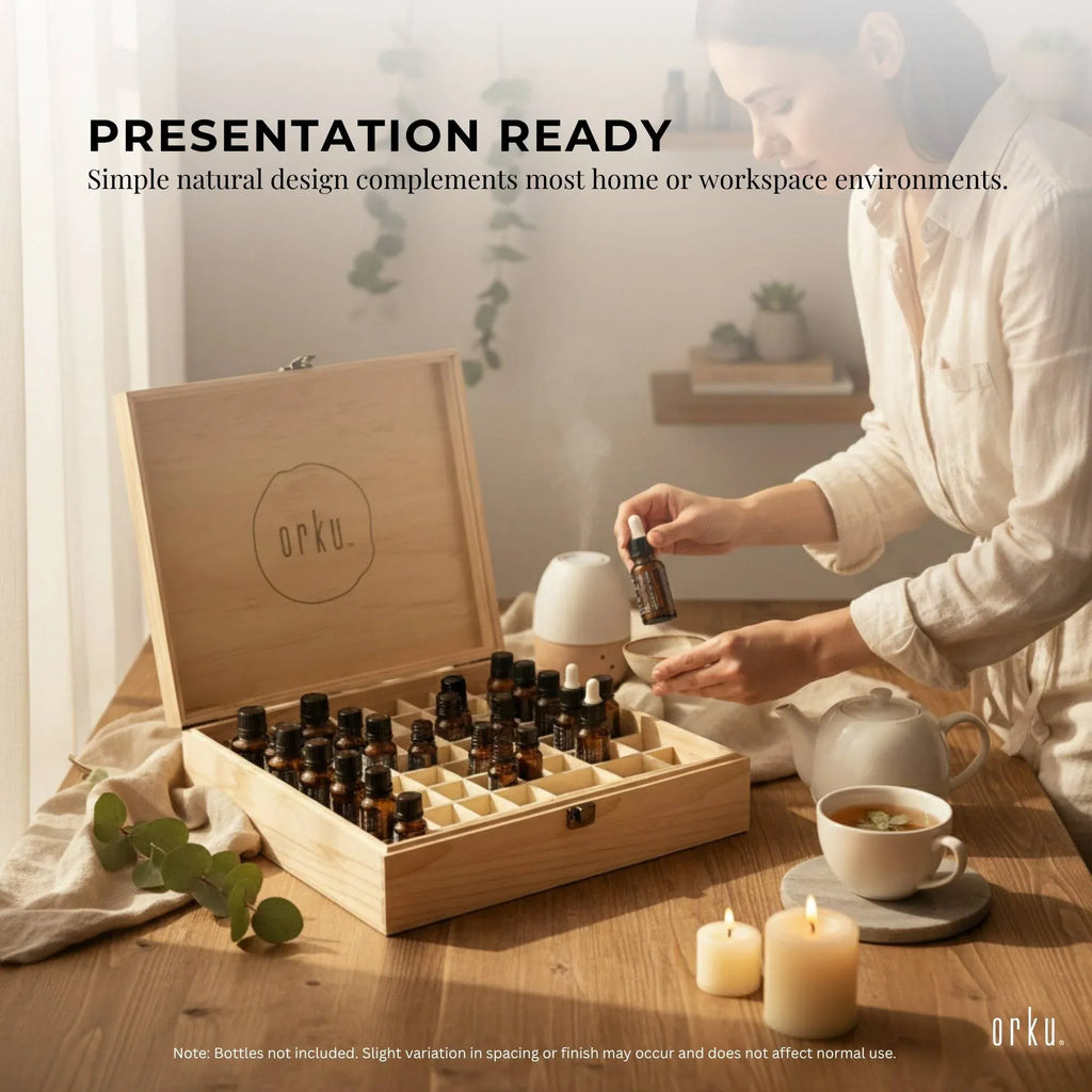 74 Slots Essential Oils Storage Box - Wooden 1-Tier Bottle Holder