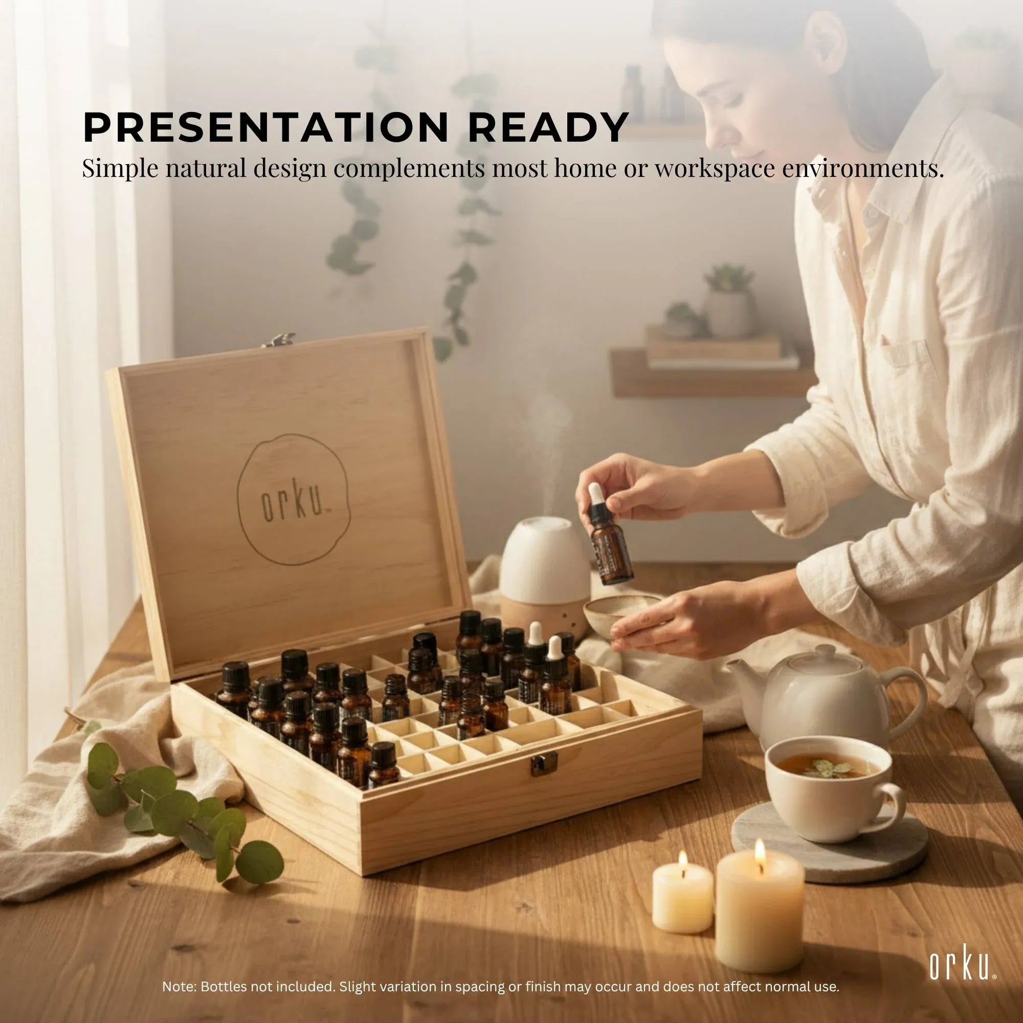 74 Slots Essential Oils Storage Box - Wooden 1-Tier Bottle Holder