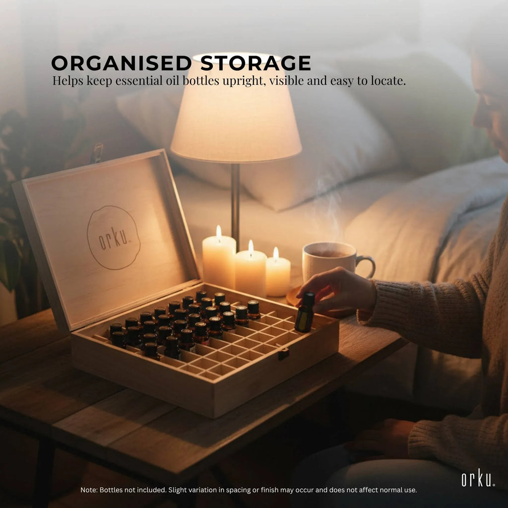 74 Slots Essential Oils Storage Box - Wooden 1-Tier Bottle Holder