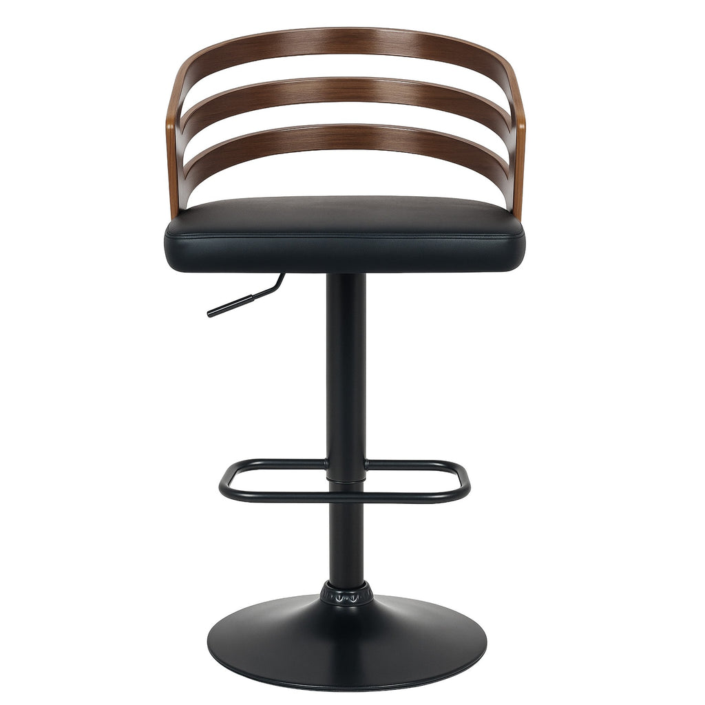 Sarantino Set Of 2 Bentwood Walnut Barstool Adjustable Height Swivel Footrest