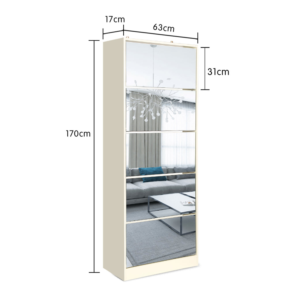 Sarantino 24 Pairs Shoe Cabinet Rack Storage Cupboard Organiser Shelf 5 Level Drawers