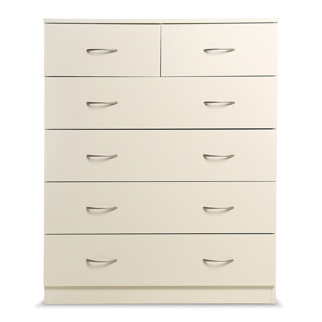 Sarantino Tallboy Dresser 6 Chest Of Drawers Cabinet 85 x 39.5 x 105cm in White