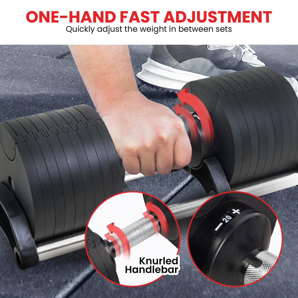 Powertrain Eon 45kg Adjustable Dumbbell Home Gym 9 Strength Training Safety Lock System For Building & Fitness Workouts