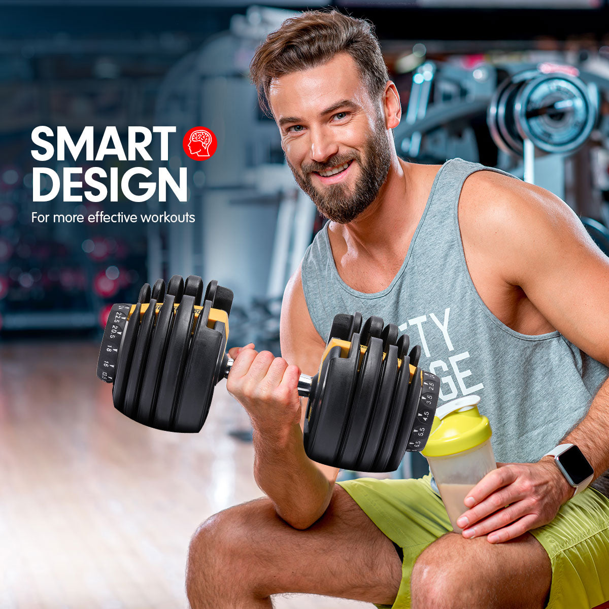 Powertrain 24KG  Adjustable Home Gym Dumbbell - Gold