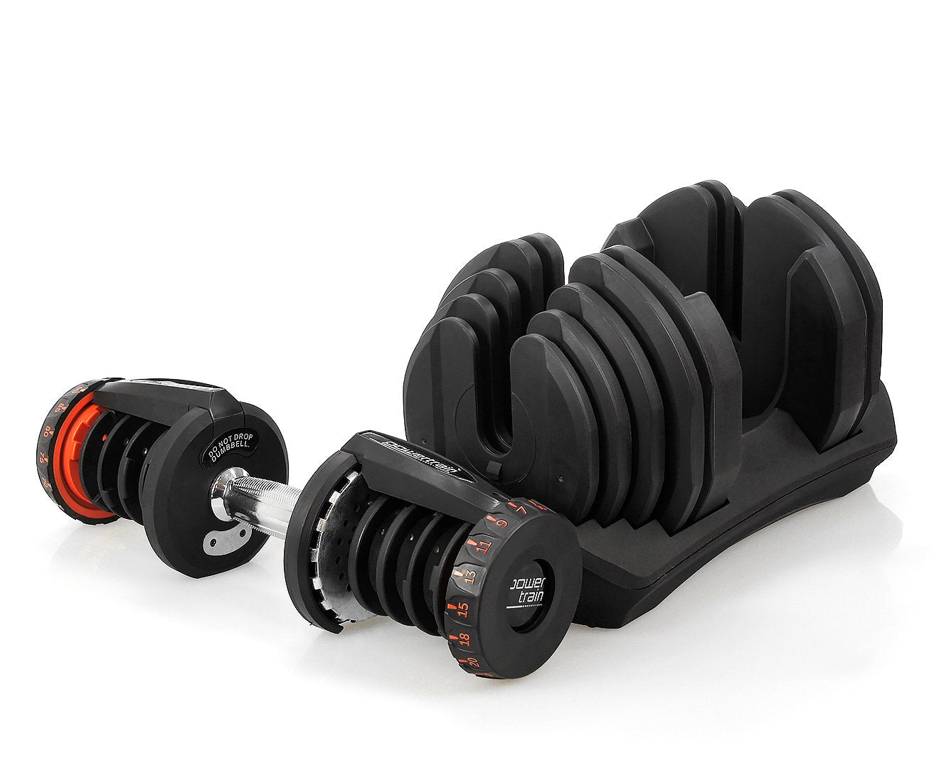 Powertrain 2 x 40kg Powertrain Adjustable Dumbbells Home Gym Set