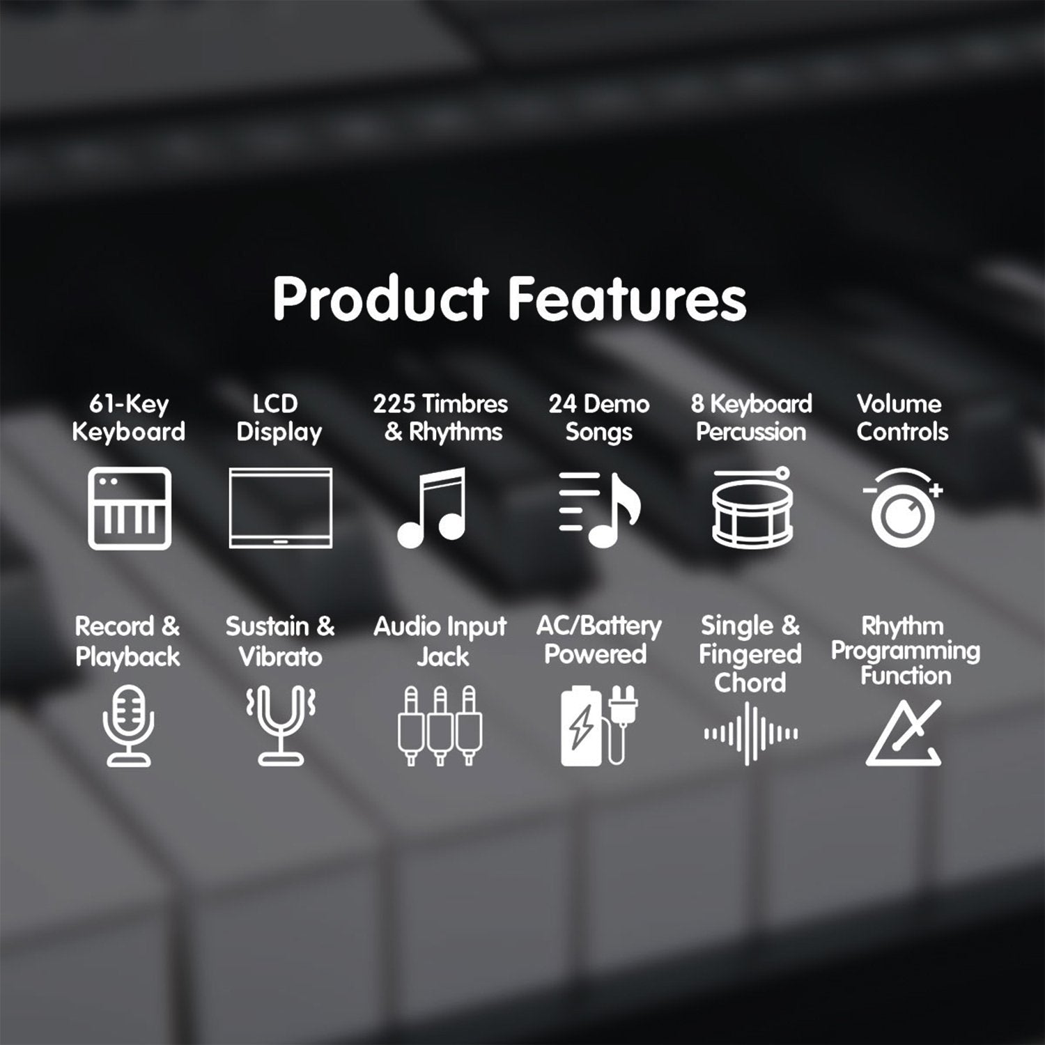 Karrera 61 Keys Electronic LED Keyboard Piano with Stand - Silver