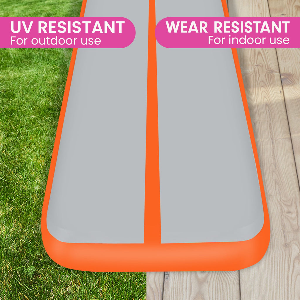 Powertrain Airtrack 20cm Thick 3m x 1m Inflatable Gymnastics Tumbling Mat Air Track - Orange