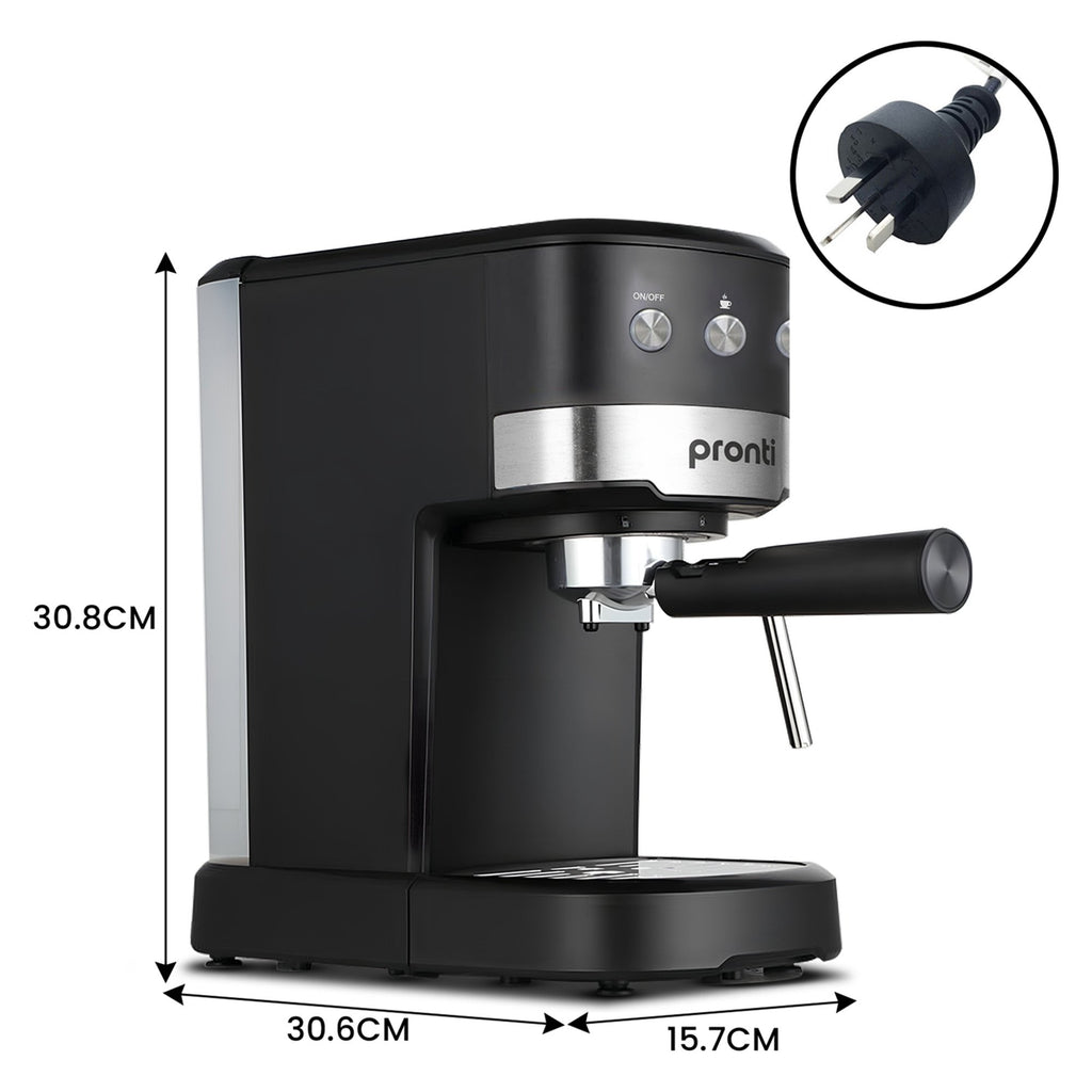 Pronti Breakfast Set with Rose Gold Kettle & Toaster with 1.2L Espresso Machine - White