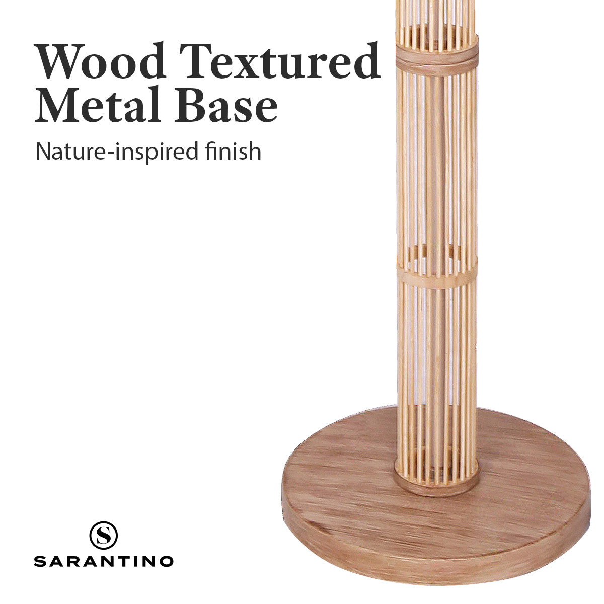Sarantino Rattan Floor Lamp With Ghost-White Linen Shade
