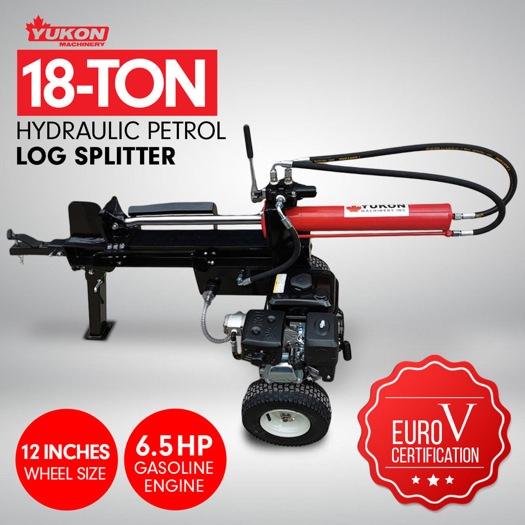 Yukon 18 Ton Petrol Log Splitter Wood Cutter Hydraulic Ram Wood Cutter Firewood Chopper Axe Wedge