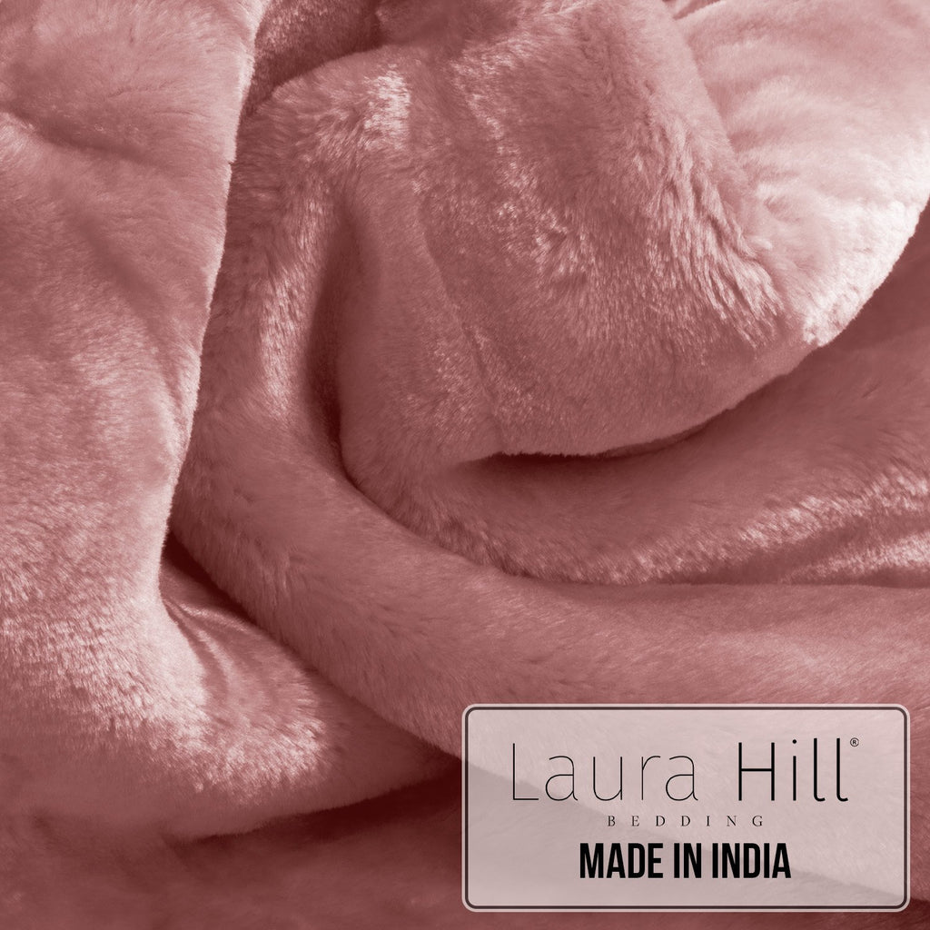 Laura Hill Mink Blanket Queen Size Double-sided Soft Plush Bed Faux Throw Rug 220 X 240cm (pink)