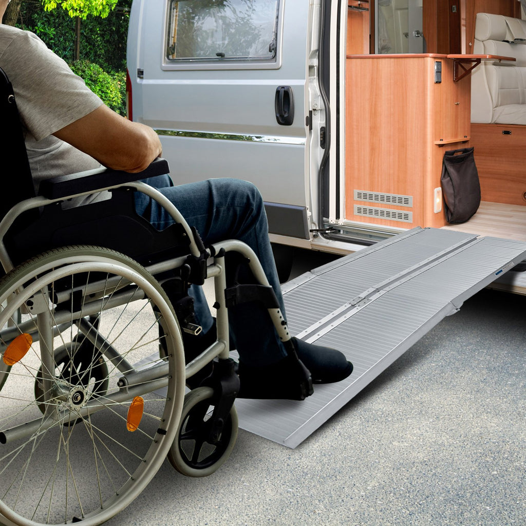 Kartrite 5ft Aluminium Foldable Wheelchair Ramp Non-Slip R02 Silver