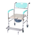 Orthonica Commode Chair With Castors Aluminium Frame Footrest Soft Push Handles