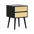Sarantino Ivan Bedside Table Night Stand - Black/natural
