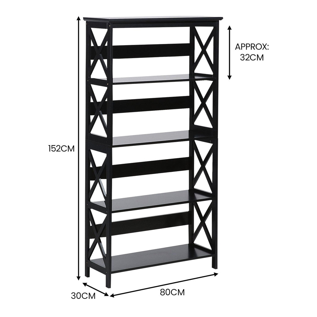 Sarantino Daphne 5-tier Cross Panel Bookshelf
