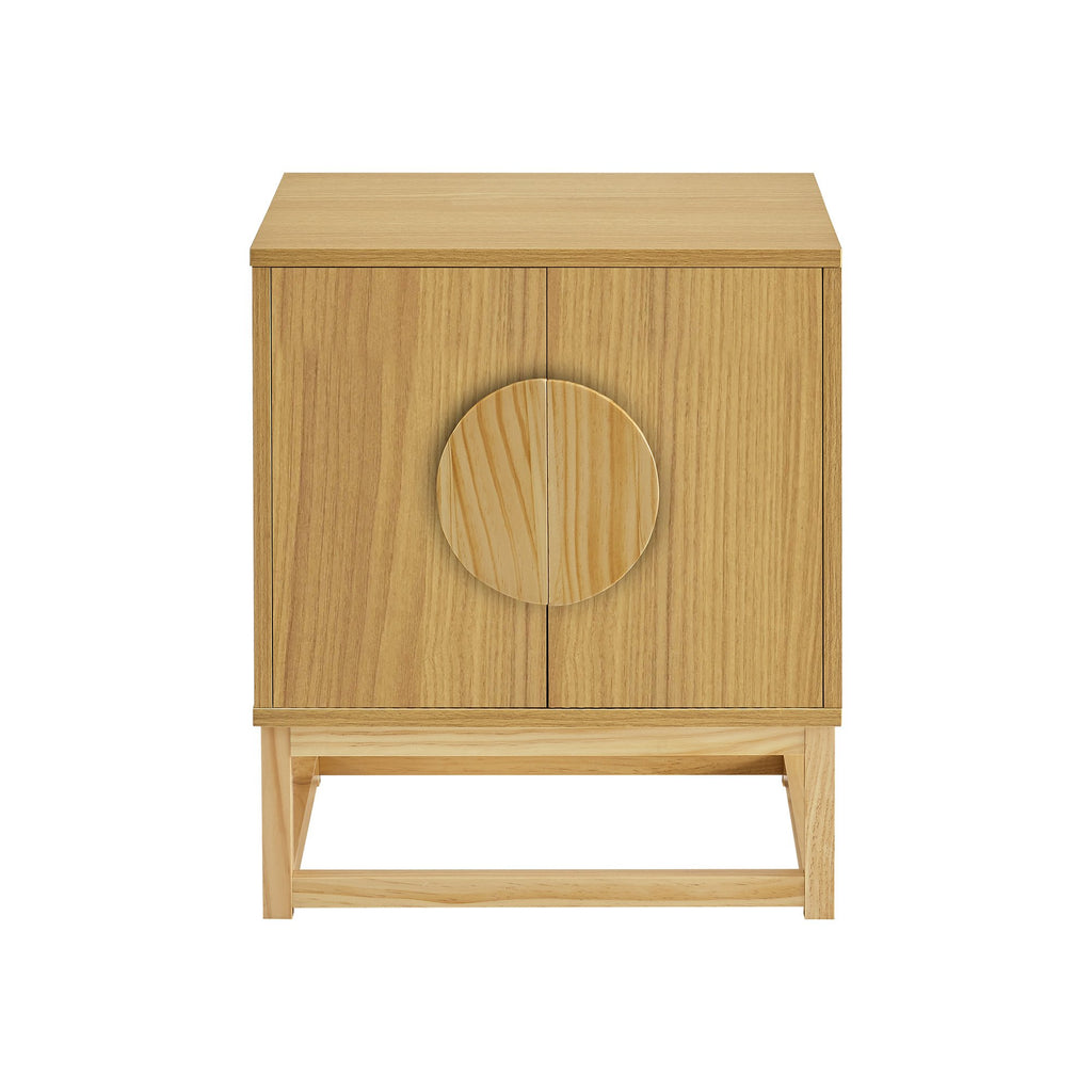 Sarantino Luca Bedside Table Split Door Night Stand - Natural