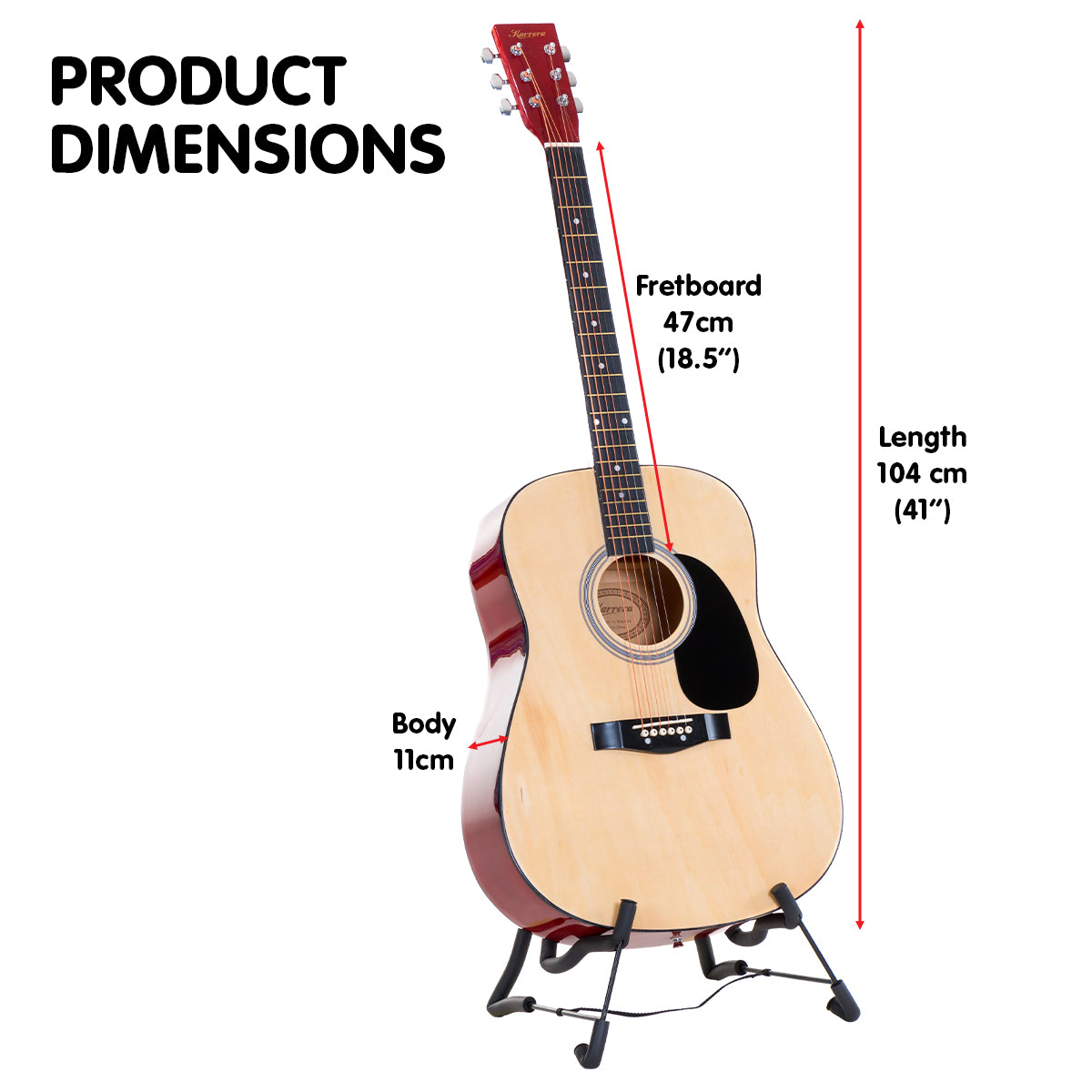 Karrera 41in Acoustic Wooden Guitar String Music Instrument