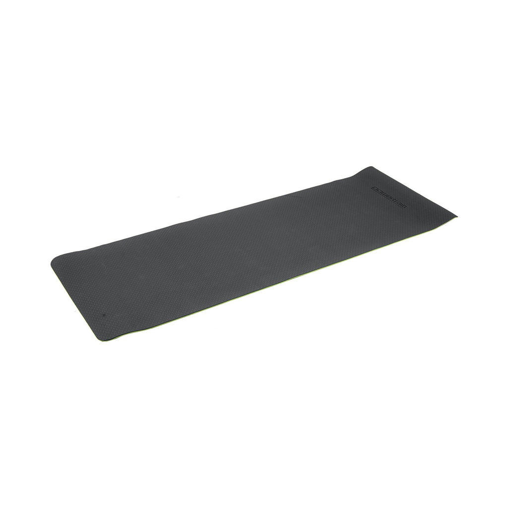 Powertrain TPE Yoga Exercise Mat Home Gym Pilates Fitness 8mm Thick in Black/Green