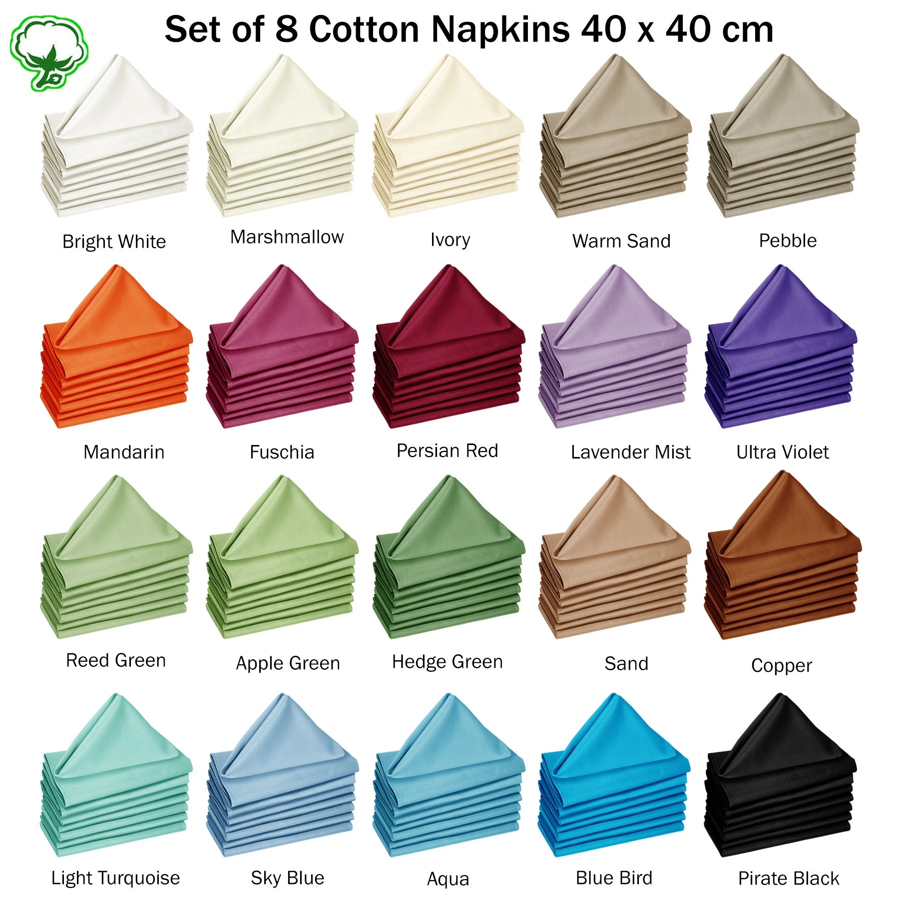 Hoydu Set of 8 Cotton OR Poly Cotton Napkins Aqua