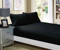 1000TC Ultra Soft Fitted Sheet & 2 Pillowcases Set - Queen Size Bed - Black