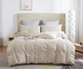 Tufted Boho Striped Embroidery Quilt/Doona/Duvet Cover Set - King Size