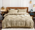 Tufted Textured Jacquard Quilt Cover Set- Beige - Queen Size